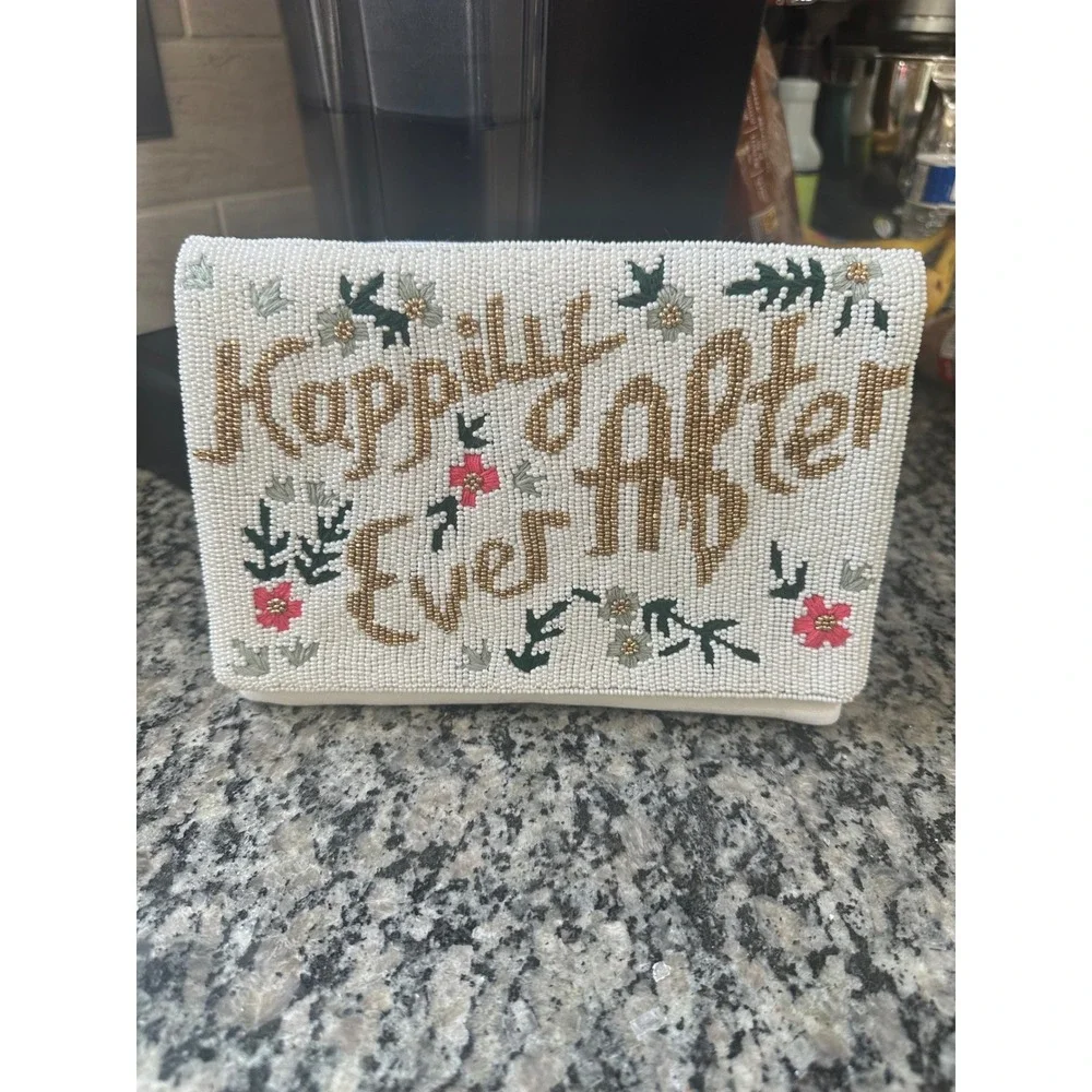 Happily Ever After Hand Beaded Women's Clutch‎ Purse Evening Bridal Bag